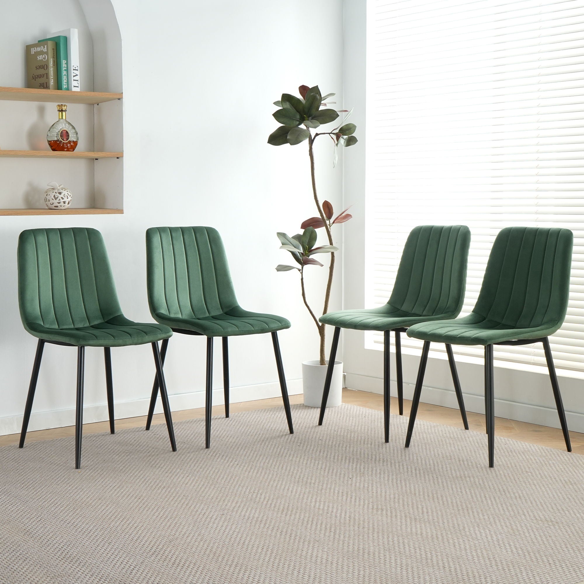 Dining Chair, Modern Kitchen Dining Chair With Cushion Back, Upholstered Side Chair With Coated Metal Legs, Family Kitchen Dining Room And Living Room
