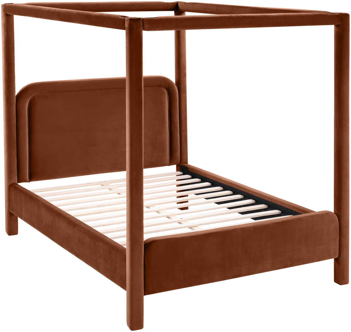 Salina - Velvet Upholstered Bed - Cognac