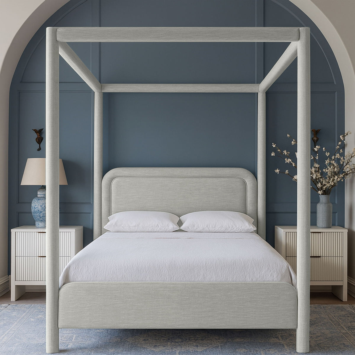Salina - Linen Textured Fabric Upholstered Bed