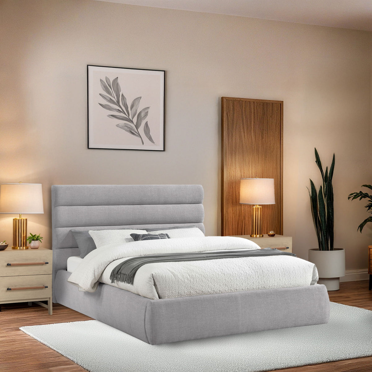 Adam - Linen Fabric Bed With 52" Headboard