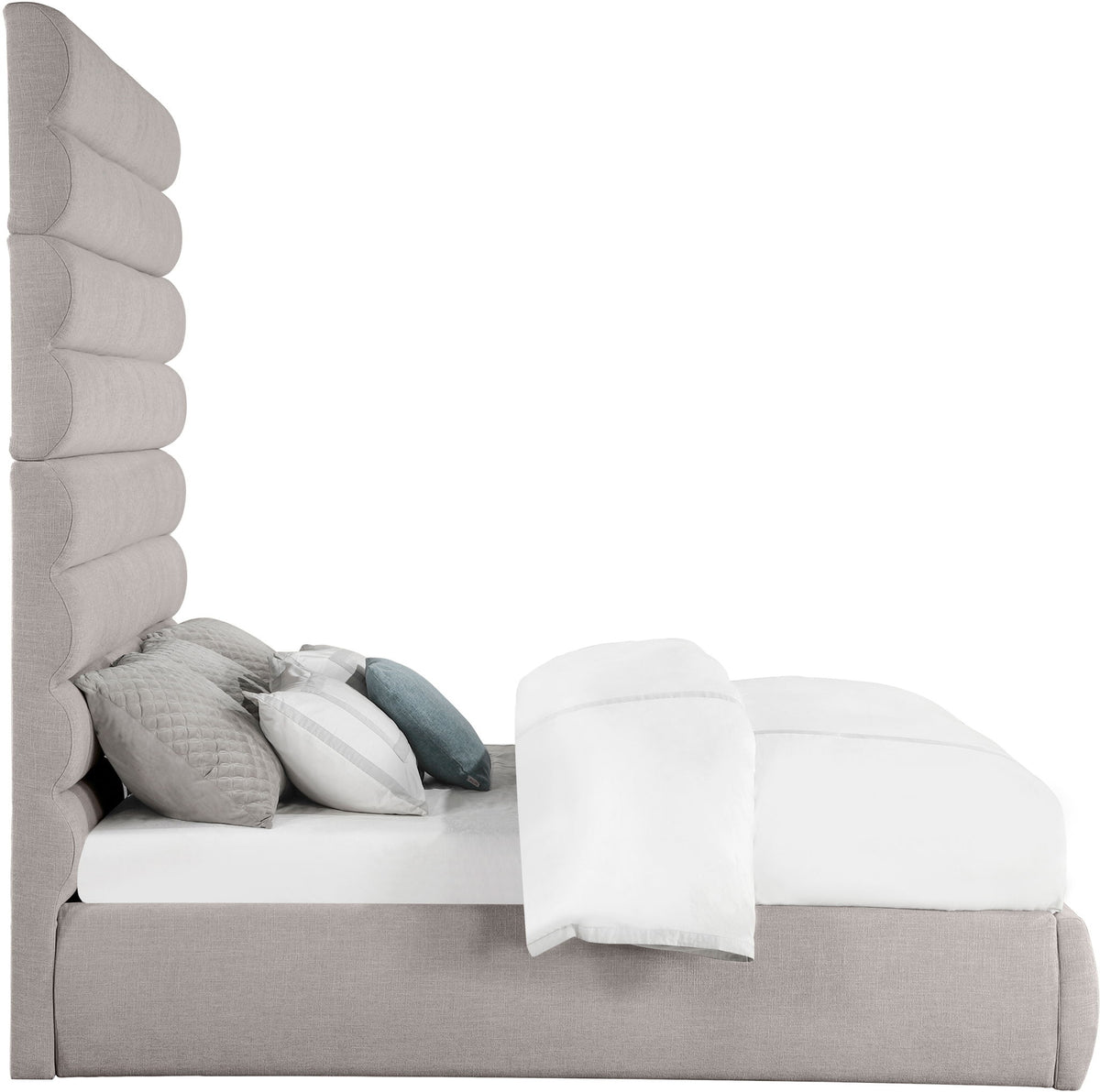 Adam - Linen Fabric Bed With 89" Headboard