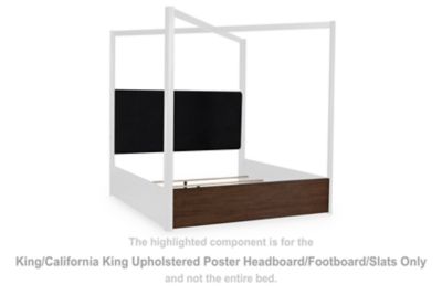 Dilenno - King/California King Upholstered Poster Headboard/Footboard/Slats - Dark Brown