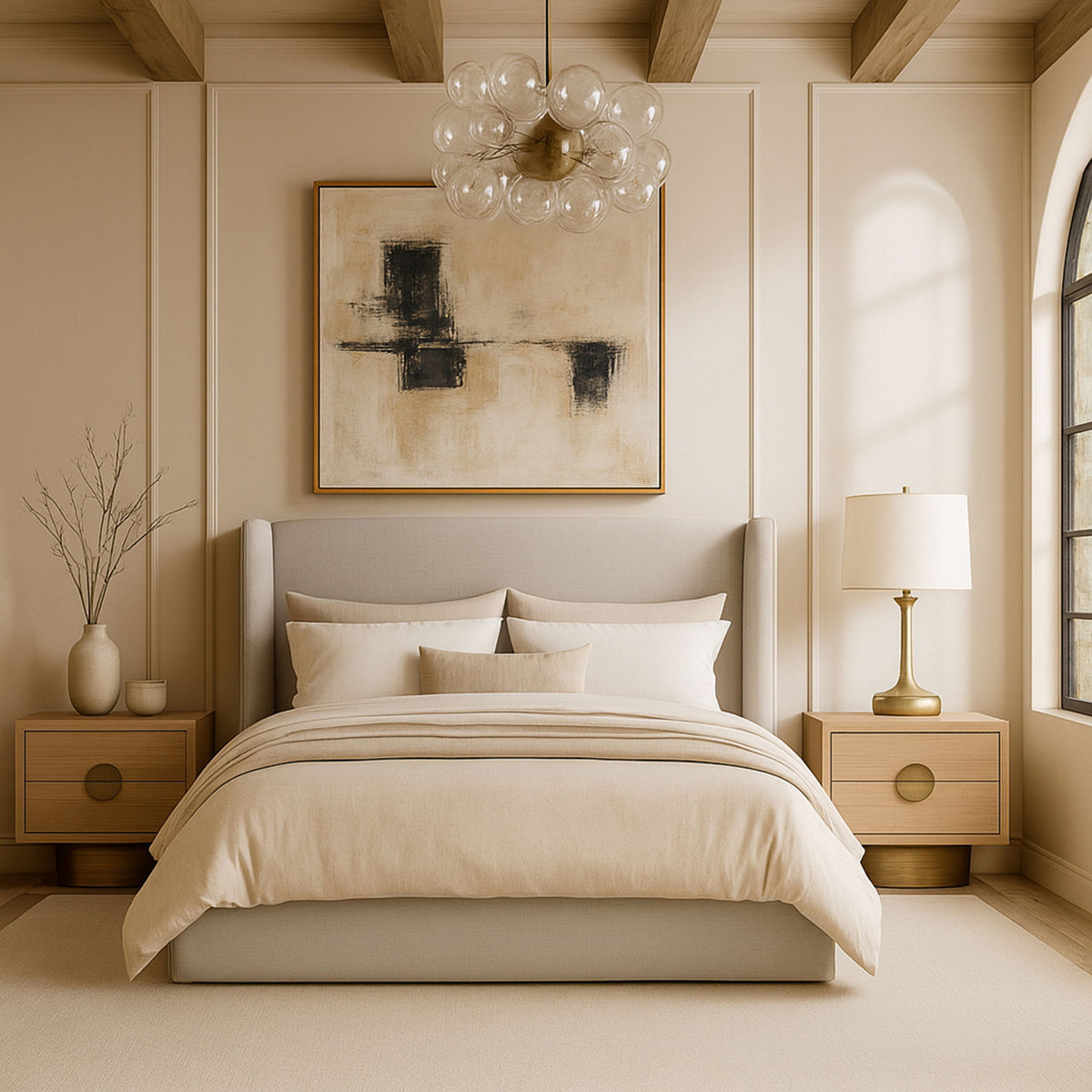 Kendall - Linen Textured Fabric Upholstered Bed