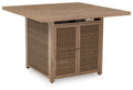 Walton Bridge - Square Bar Table With Fire Pit - Driftwood