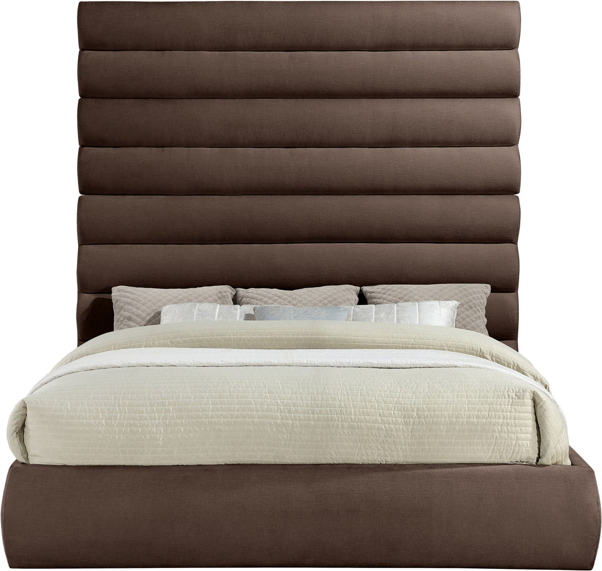 Adam - Chenille Fabric Bed With 89" Headboard