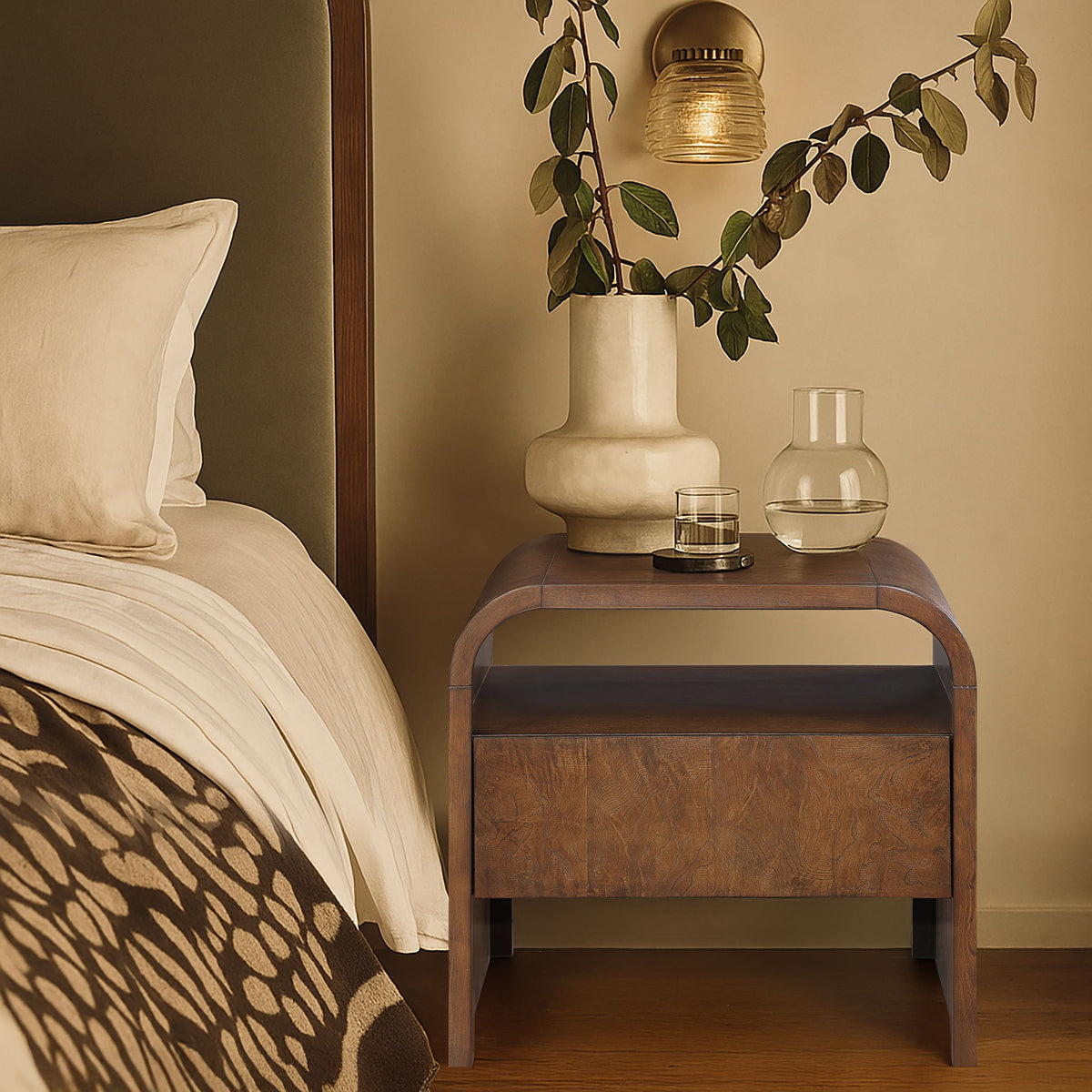 Giada - Solid Wood And Veneer Nightstand