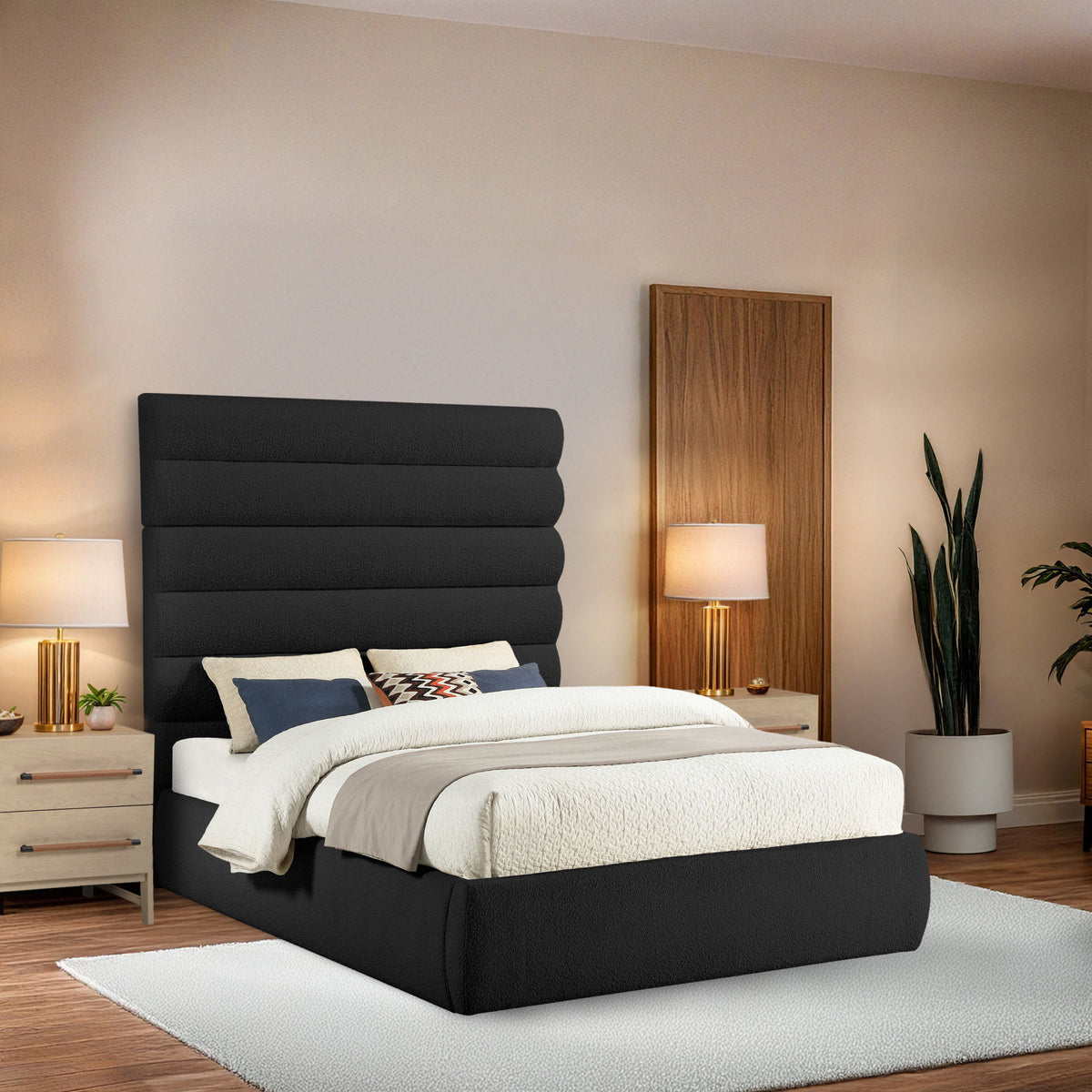 Adam - Boucle Fabric Bed With 70.5" Headboard
