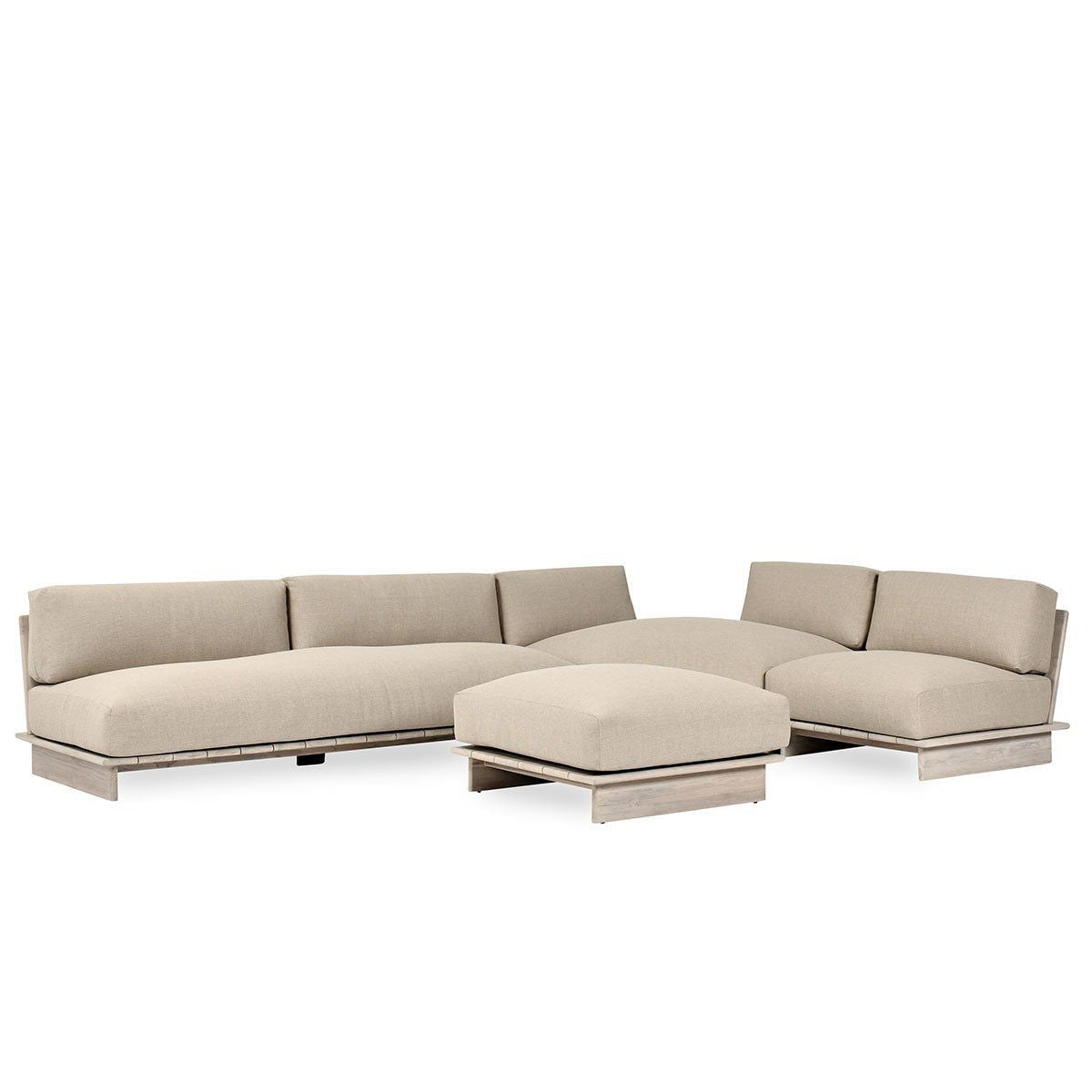 Livia - Teak 3 Piece Outdoor Sectional - Taupe