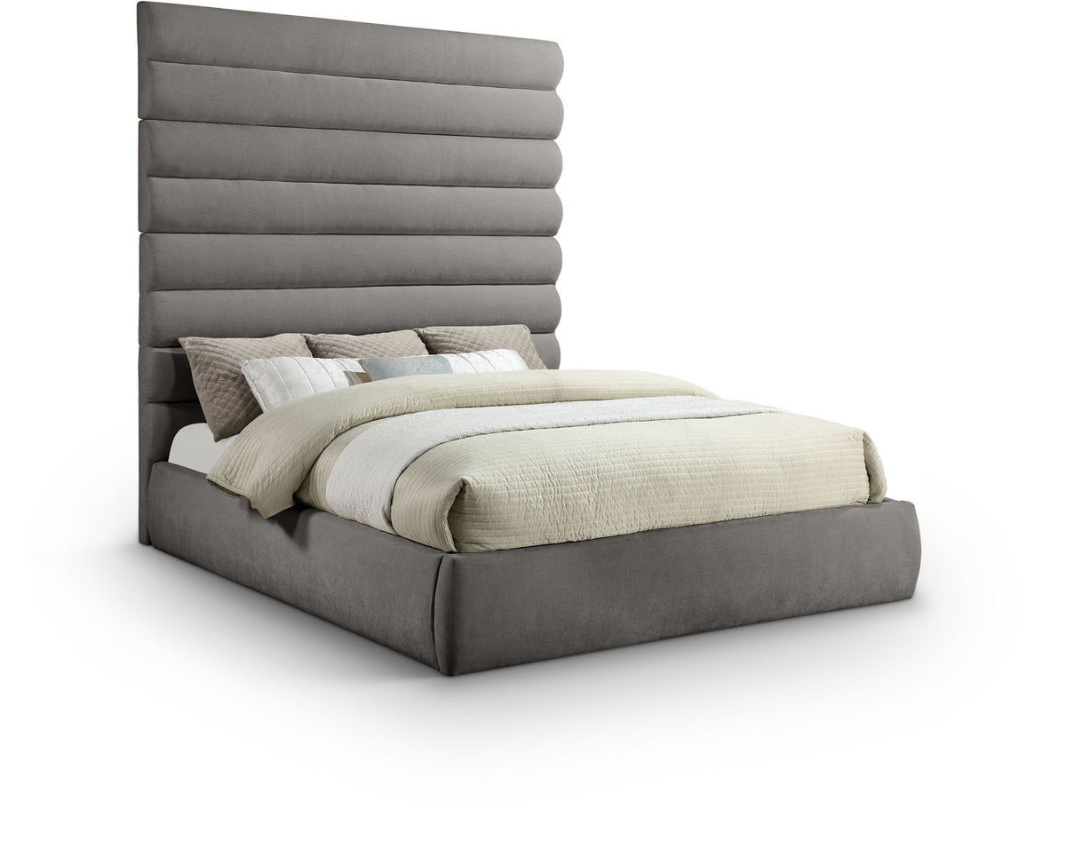 Adam - Chenille Fabric Bed With 89" Headboard