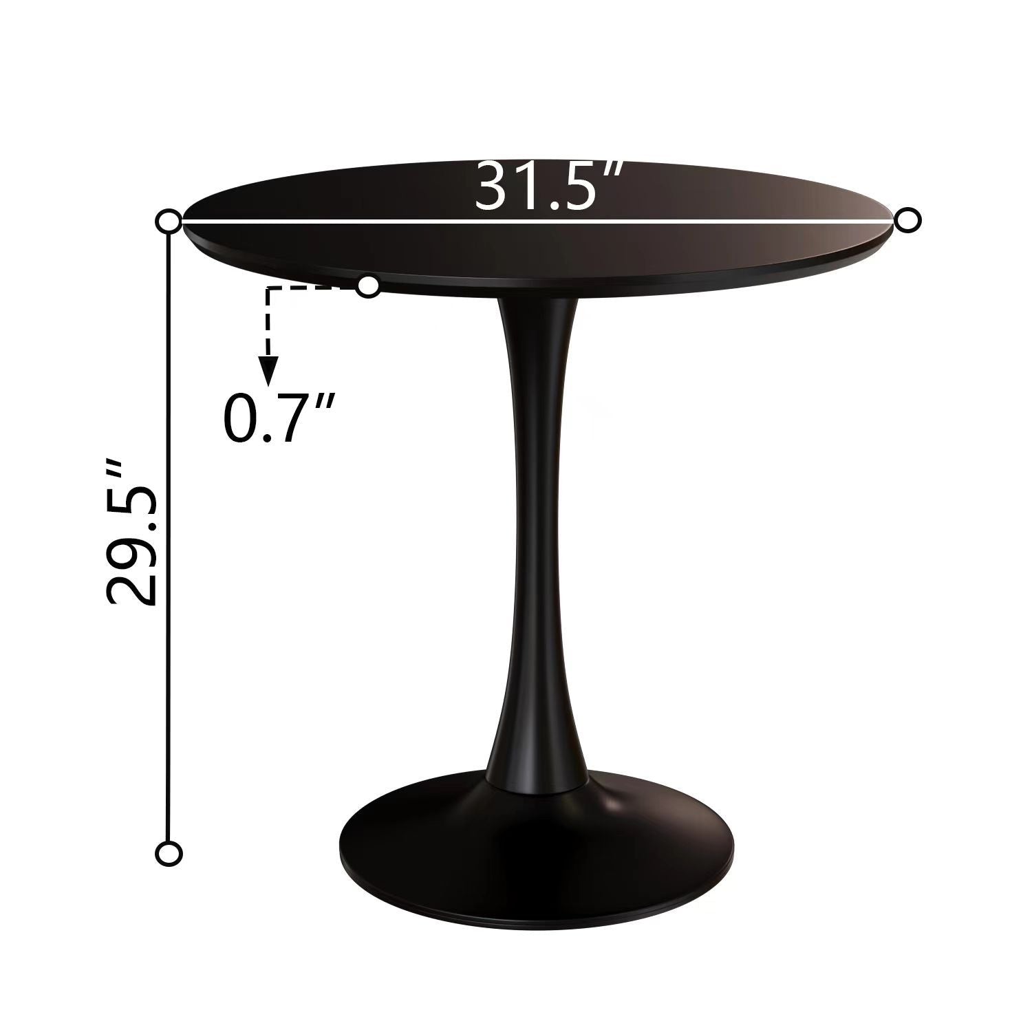 Mid Century Modern Round Dining Table With Top & Pedestal Base