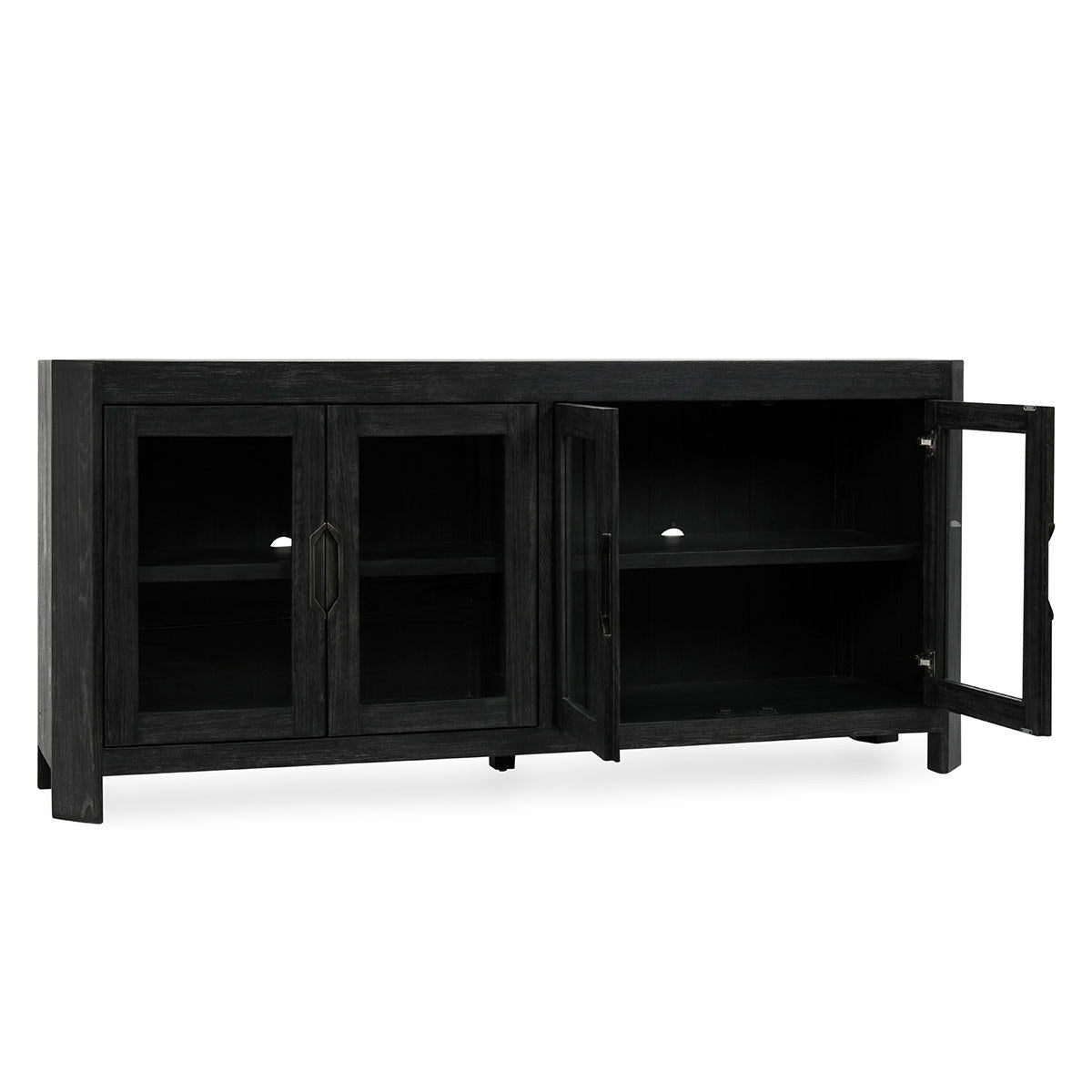 Macarthur - Reclaimed Oak 4 Door Cabinet - Aged Black