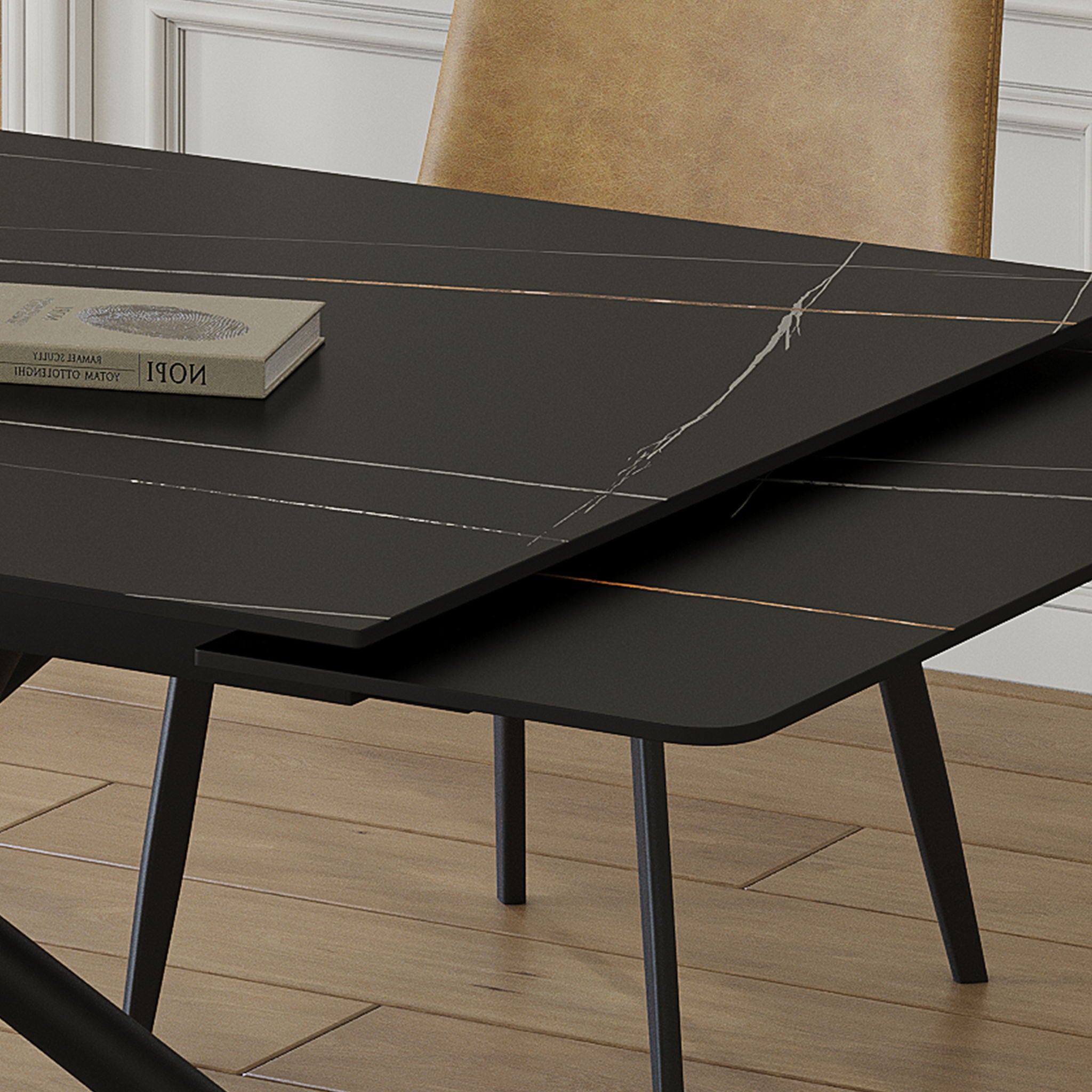 Modern Retractable Sintered Stone Dining Table
