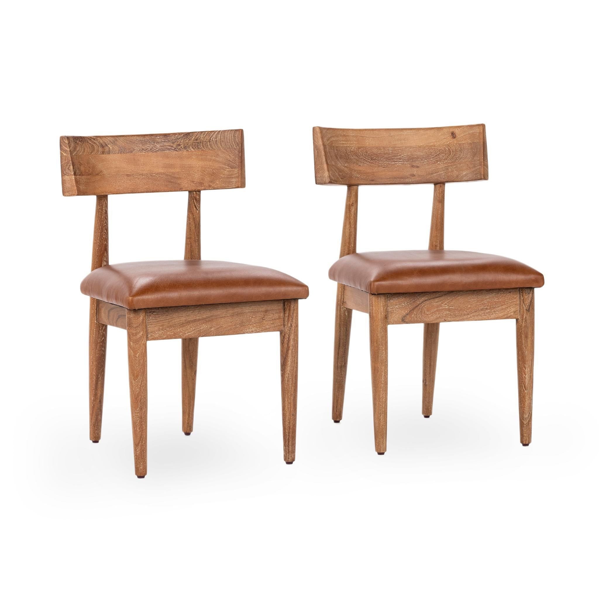 Alvaro - Leather Dining Chair (Set of 2) - Golden Wheat
