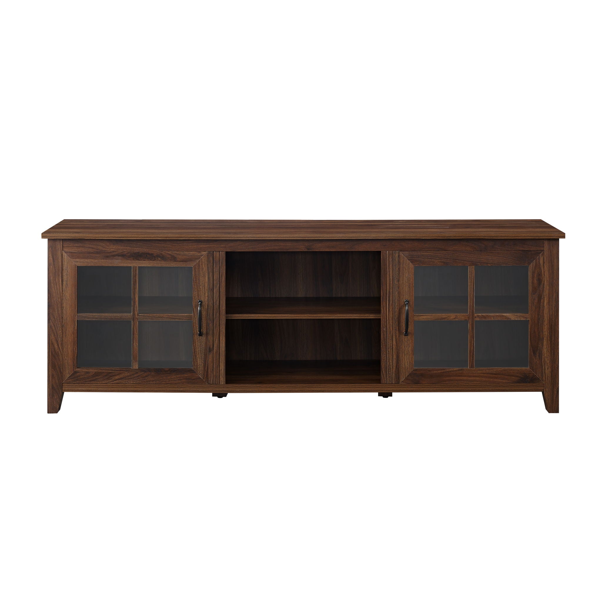Modern Farmhouse 2 Door Glass Windowpane 70" TV Stand For 80" TVs