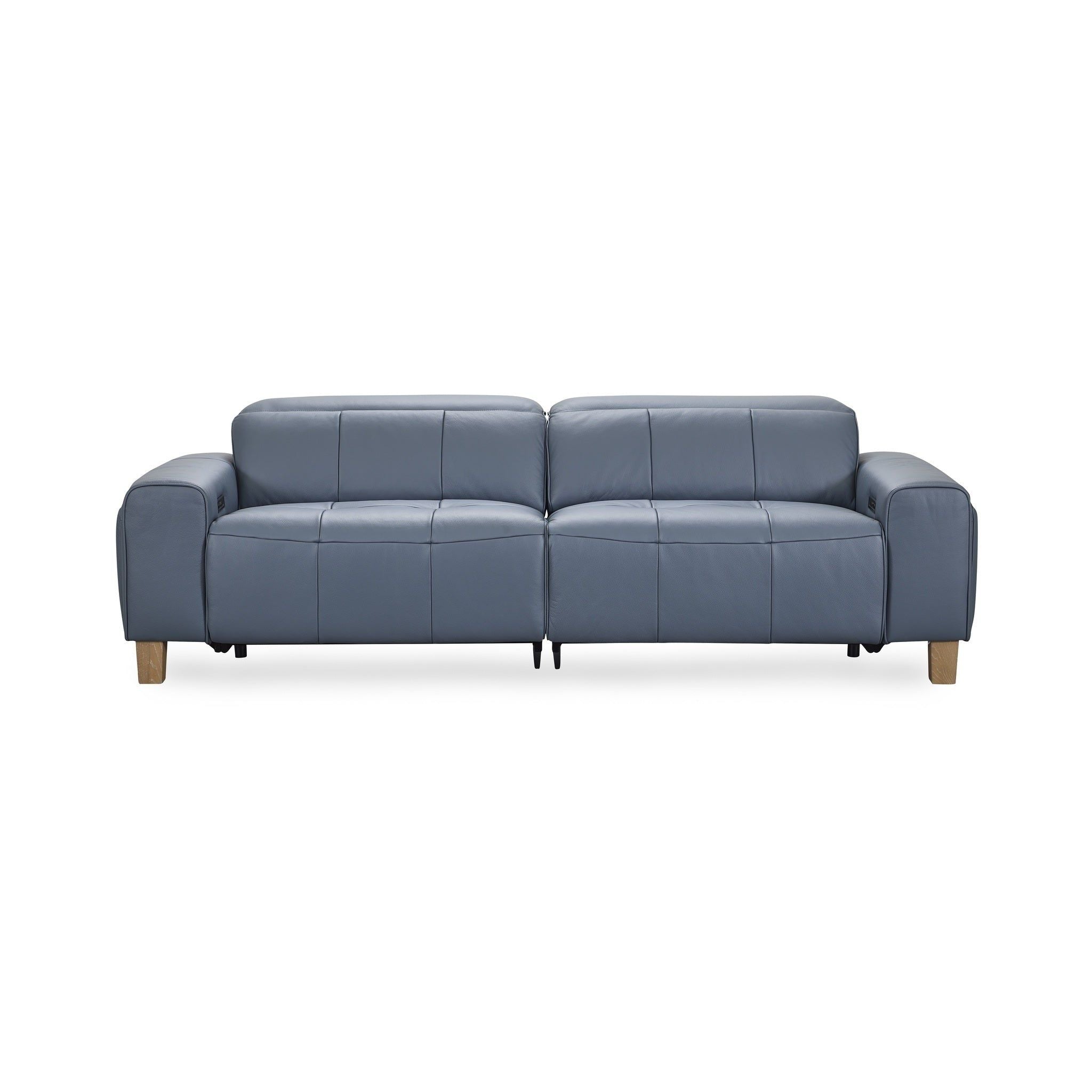 Alea - Leather Power Recliner Sofa - Smoke Blue