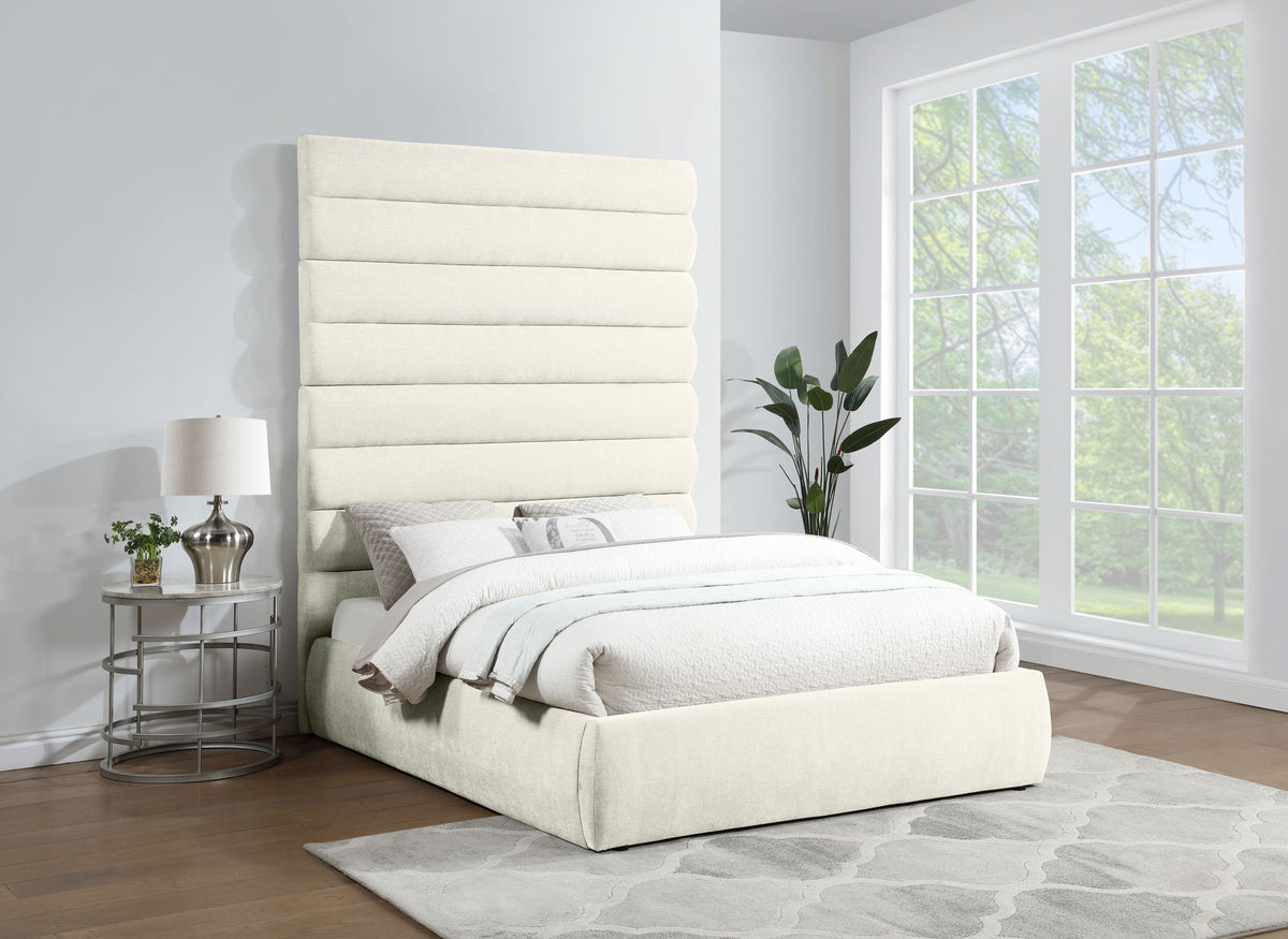 Adam - Chenille Fabric Bed With 89" Headboard
