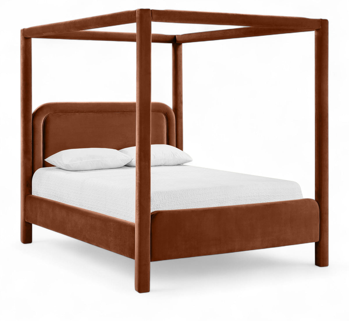 Salina - Velvet Upholstered Bed - Cognac
