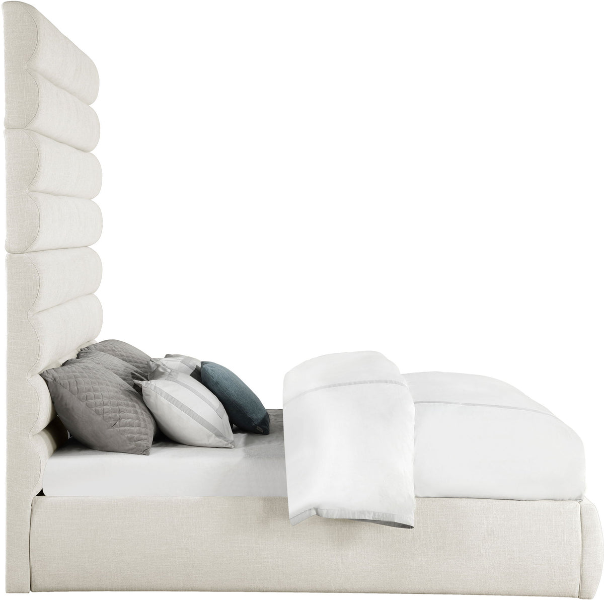 Adam - Linen Fabric Bed With 89" Headboard