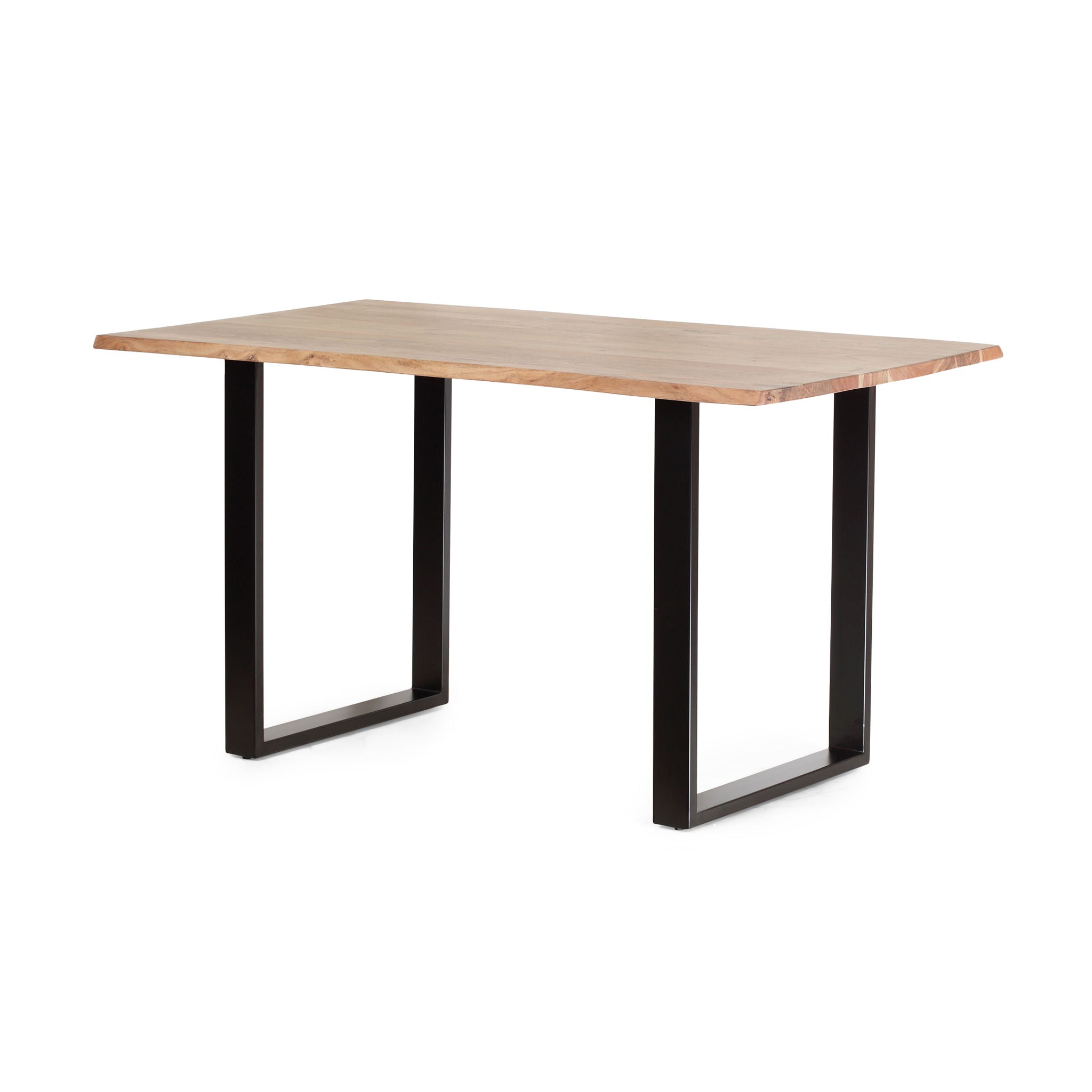 Dining Table With Top And Iron Frame - Natural / Black