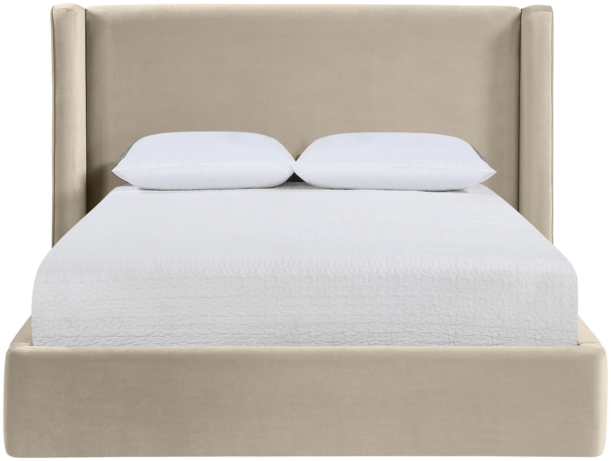 Kendall - Velvet Upholstered Bed - Cream
