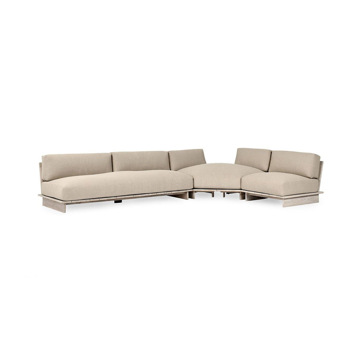 Livia - Teak 3 Piece Outdoor Sectional - Taupe