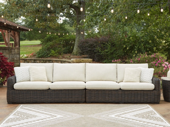 Kimora Beige And Dark Brown Performance Fabric Outdoor Modular Sectional