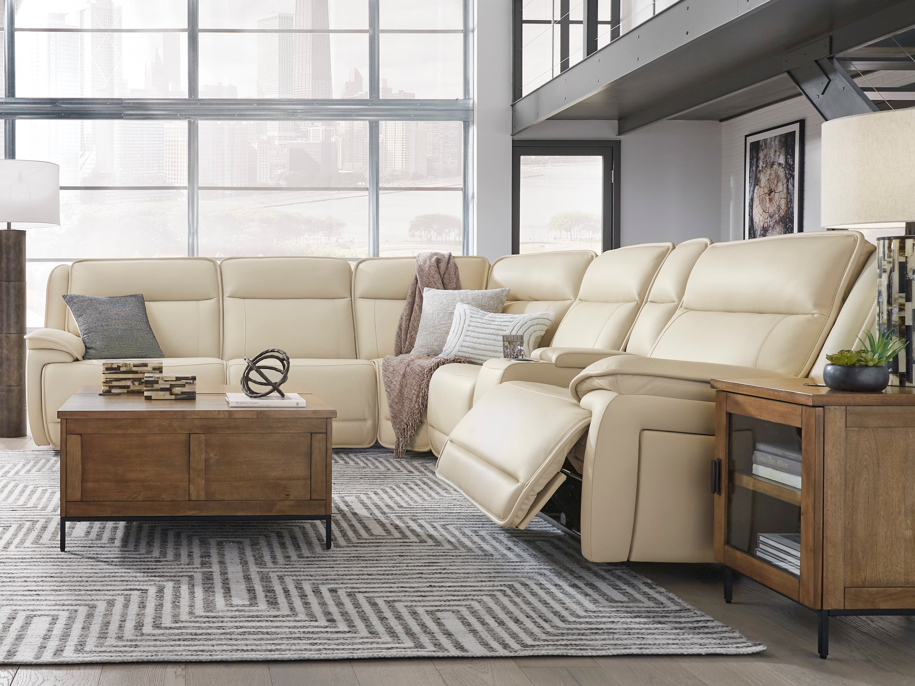 Double Deal Almond Modular Power Reclining Sectional