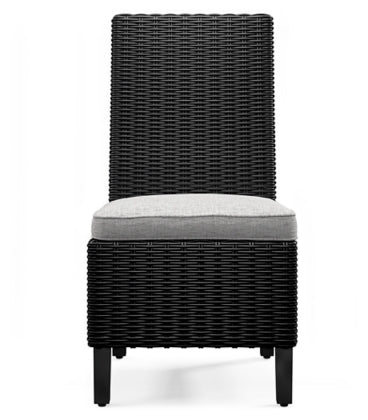 Beachcroft Black & Light Gray Outdoor Dining Chairs (Arm & Side) with Nuvella Performance Fabric