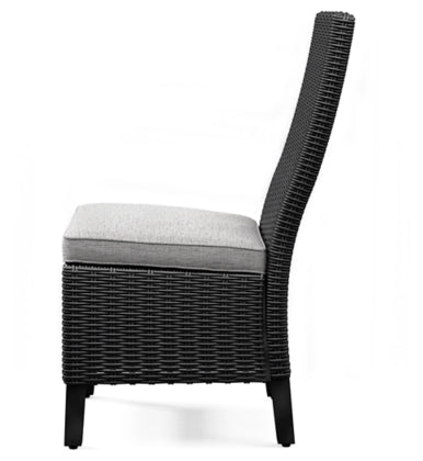Beachcroft Black & Light Gray Outdoor Dining Chairs (Arm & Side) with Nuvella Performance Fabric
