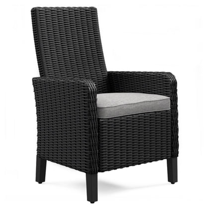 Beachcroft Black & Light Gray Outdoor Dining Chairs (Arm & Side) with Nuvella Performance Fabric