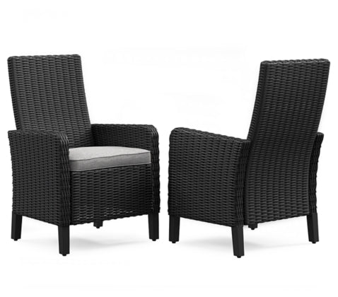 Beachcroft Black & Light Gray Outdoor Dining Chairs (Arm & Side) with Nuvella Performance Fabric