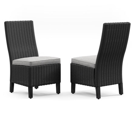 Beachcroft Black & Light Gray Outdoor Dining Chairs (Arm & Side) with Nuvella Performance Fabric