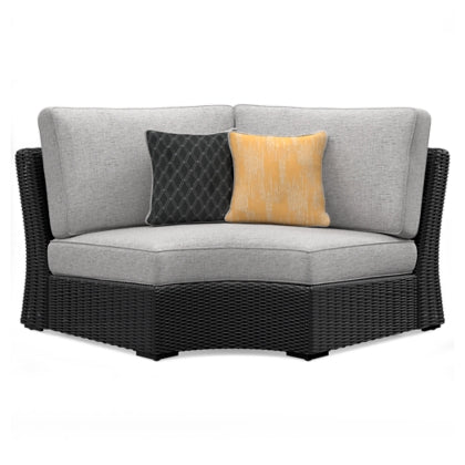 Beachcroft Black & Light Gray Modular Outdoor Sectional with Nuvella Performance Fabric