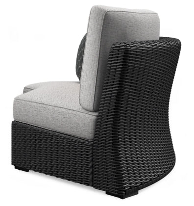 Beachcroft Black & Light Gray Modular Outdoor Sectional with Nuvella Performance Fabric