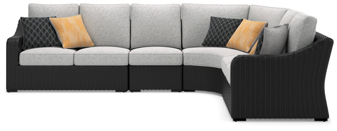 Beachcroft Black & Light Gray Modular Outdoor Sectional with Nuvella Performance Fabric