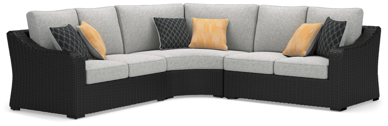 Beachcroft Black & Light Gray Modular Outdoor Sectional with Nuvella Performance Fabric
