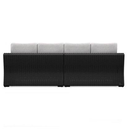 Beachcroft Black & Light Gray Modular Outdoor Sectional with Nuvella Performance Fabric
