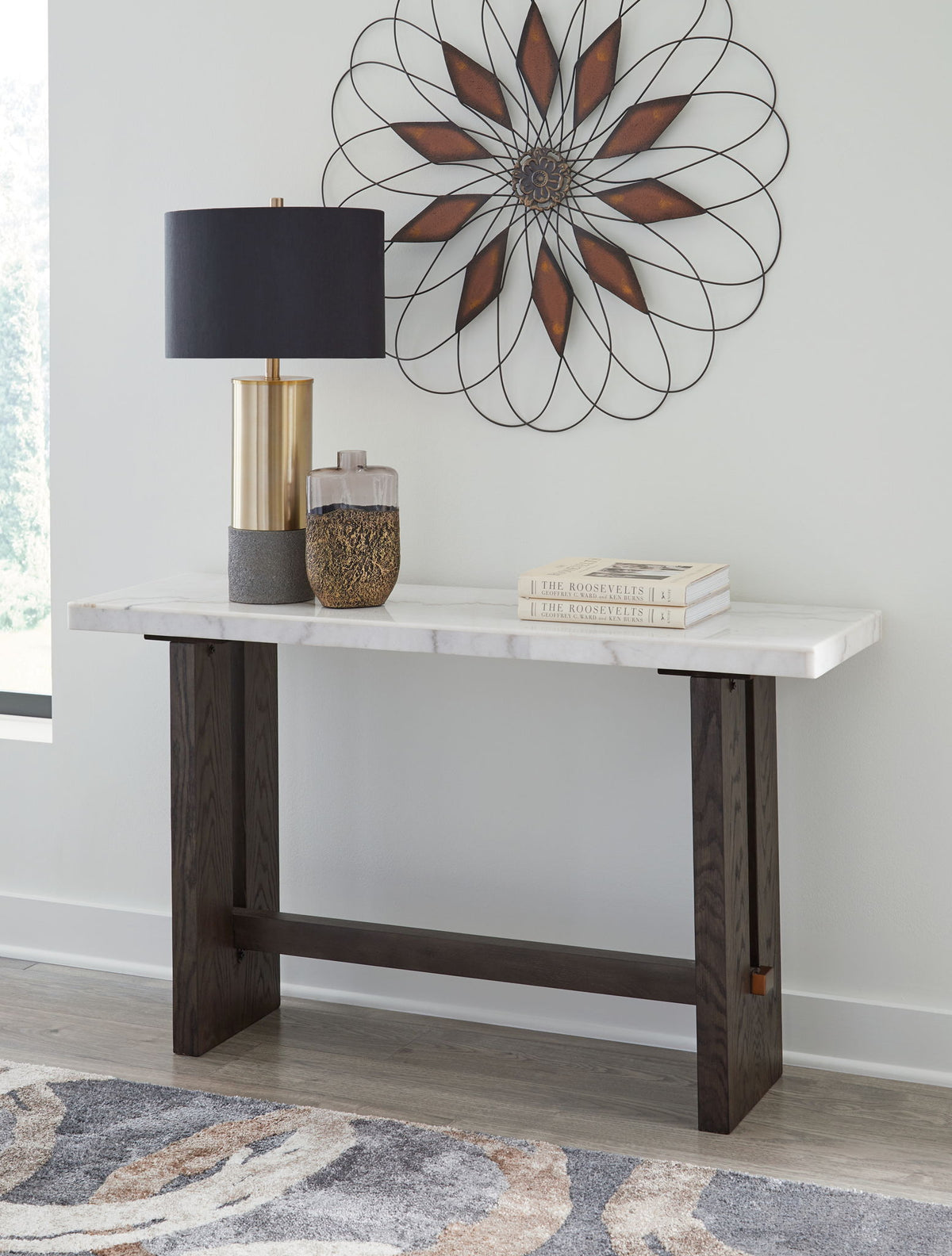 Burkhaus - Sofa Table - White / Dark Brown