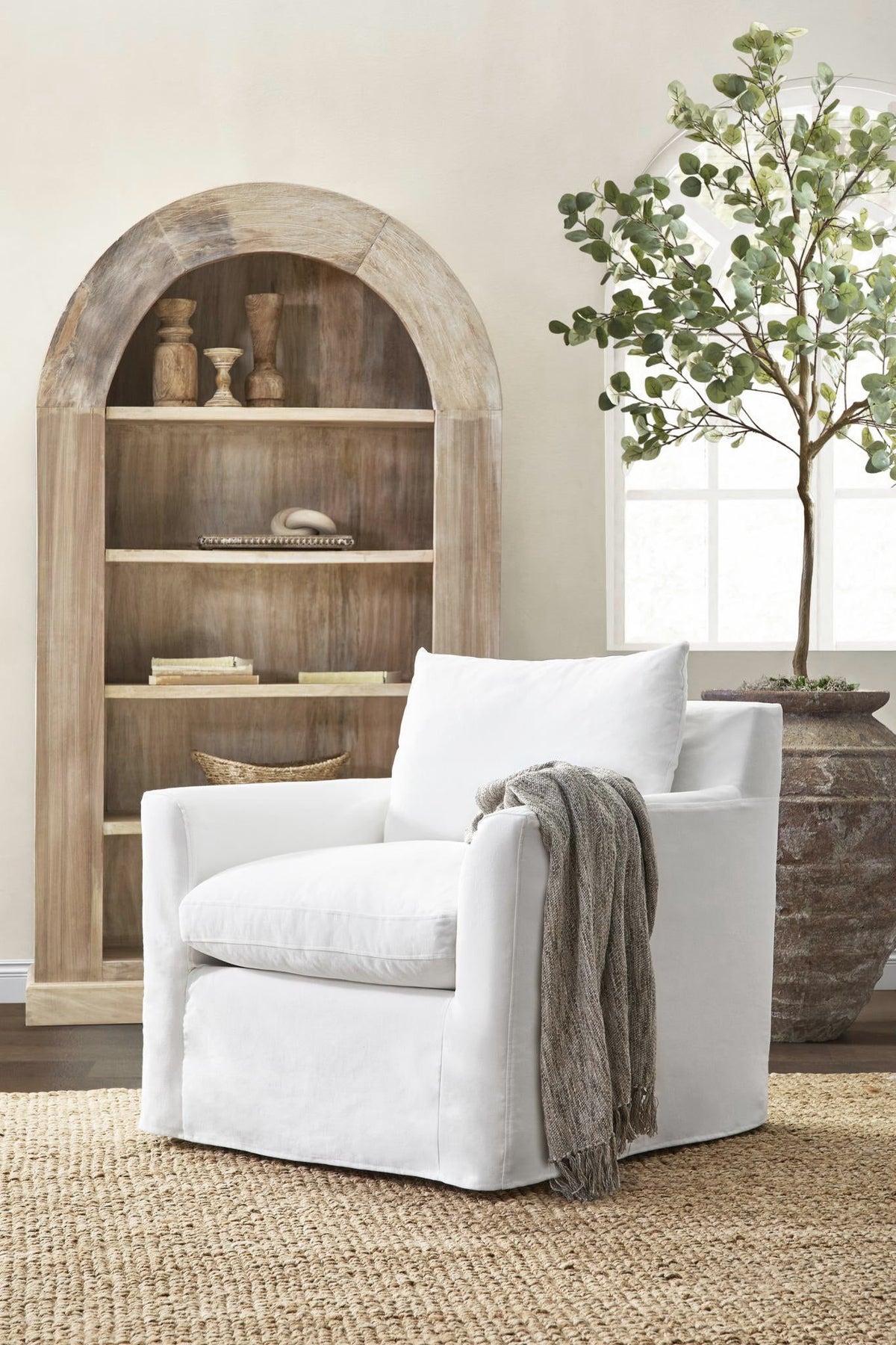 Alta - Arch Bookcase - Select Living Furniture - Standard Bookcases - Classic Home - 59026898 - Antique White - Alta - Arch Bookcase -