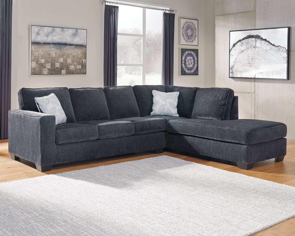 Altari - 2 Piece Sectional With Chaise - Select Living Furniture - Stationary Sectionals - Signature Design by Ashley® - 87213S2 - Dark Gray -2 Pc. Right Arm Facing Chaise Sectional - Altari - 2 Piece Sectional With Chaise -
