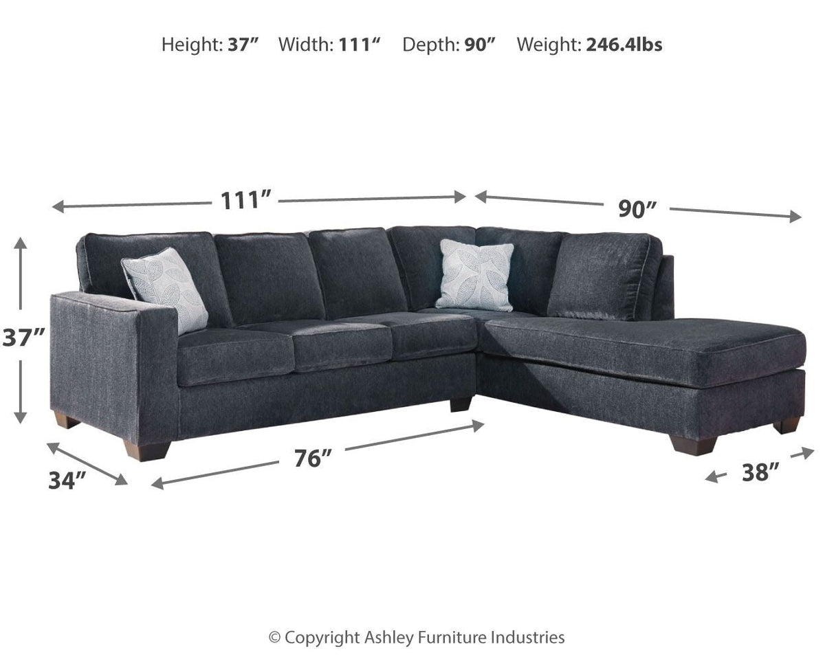 Altari - 2 Piece Sectional With Chaise - Select Living Furniture - Stationary Sectionals - Signature Design by Ashley® - 87213S2 - Dark Gray -2 Pc. Right Arm Facing Chaise Sectional - Altari - 2 Piece Sectional With Chaise -