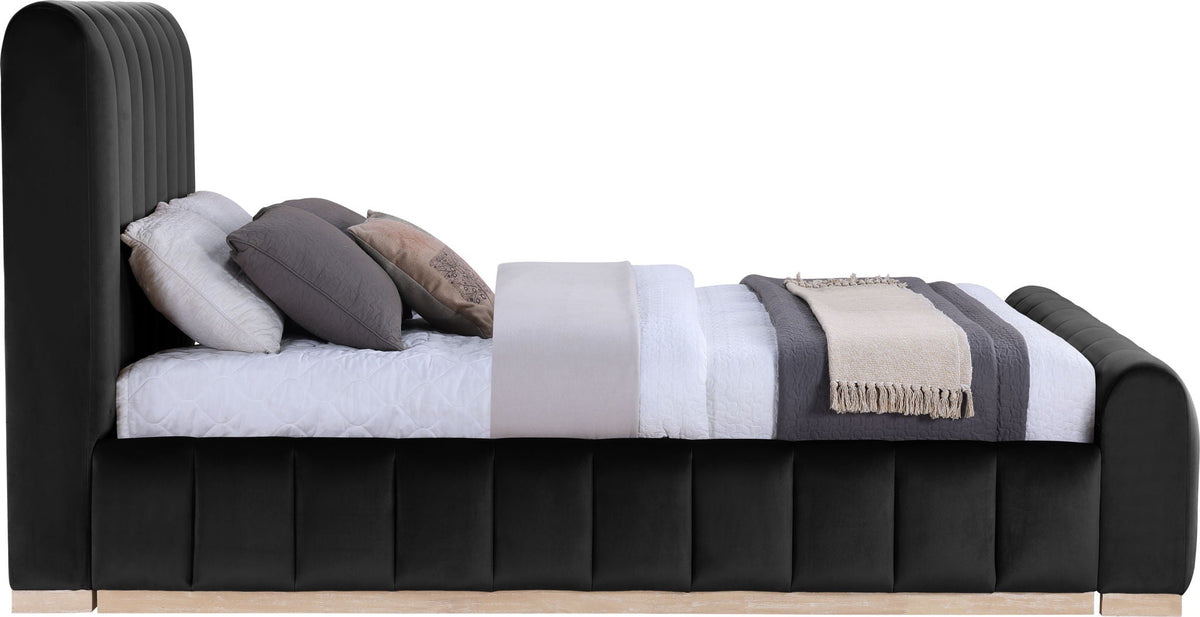 Amara - Velvet Bed - Select Living Furniture - Upholstered Beds - Meridian Furniture - AmaraBlack-Q - Black -Queen - Amara - Velvet Bed -