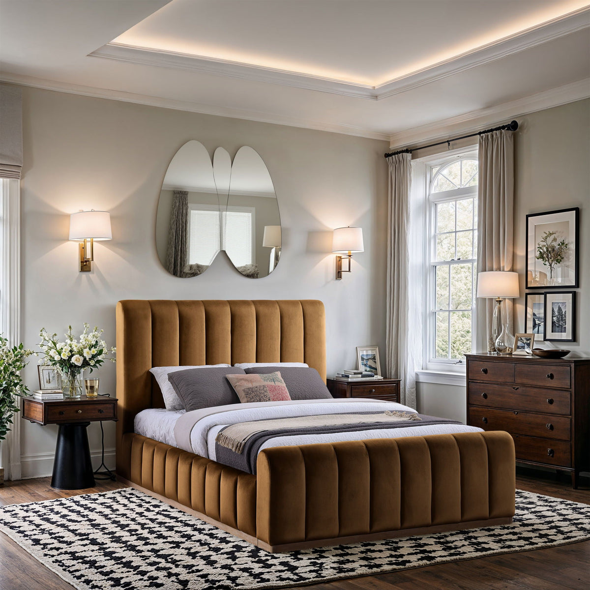 Amara - Velvet Bed - Select Living Furniture - Upholstered Beds - Meridian Furniture - AmaraBlack-Q - Black -Queen - Amara - Velvet Bed -