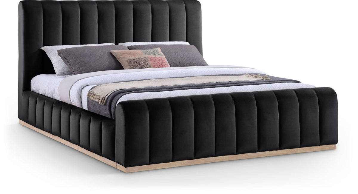 Amara - Velvet Bed - Select Living Furniture - Upholstered Beds - Meridian Furniture - AmaraBlack-K - Black -King - Amara - Velvet Bed -