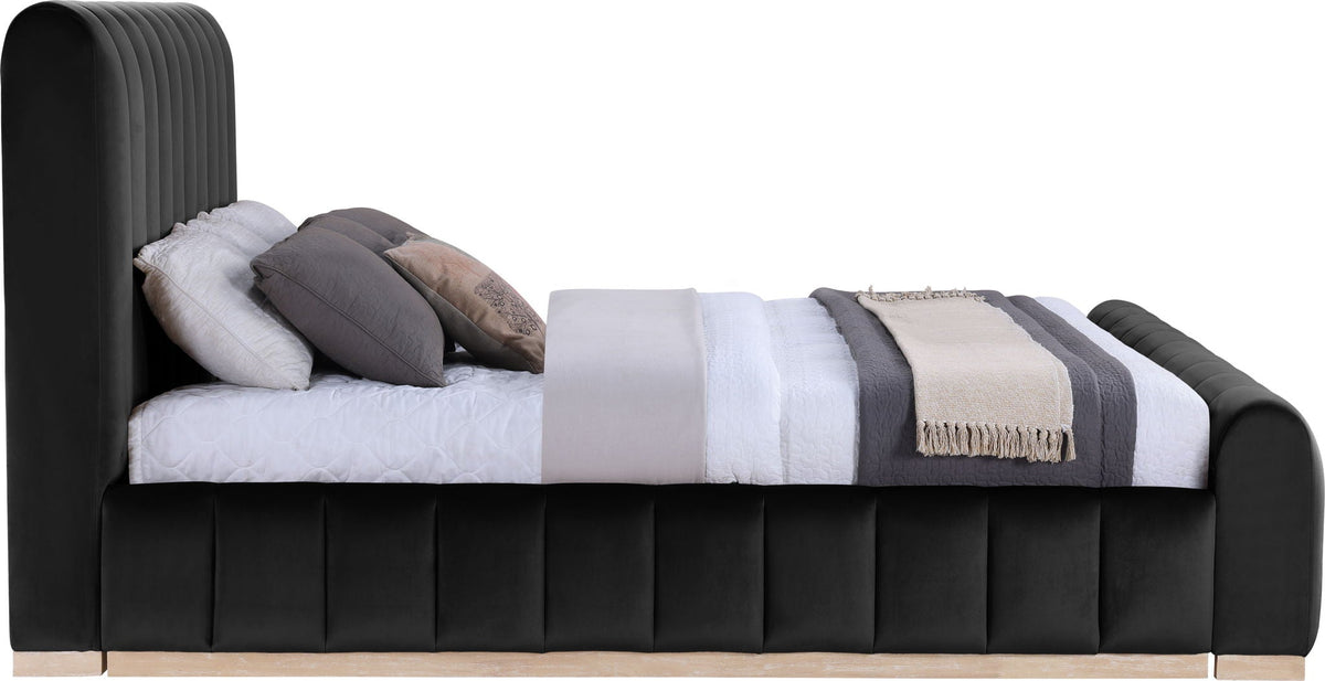 Amara - Velvet Bed - Select Living Furniture - Upholstered Beds - Meridian Furniture - AmaraBlack-Q - Black -Queen - Amara - Velvet Bed -