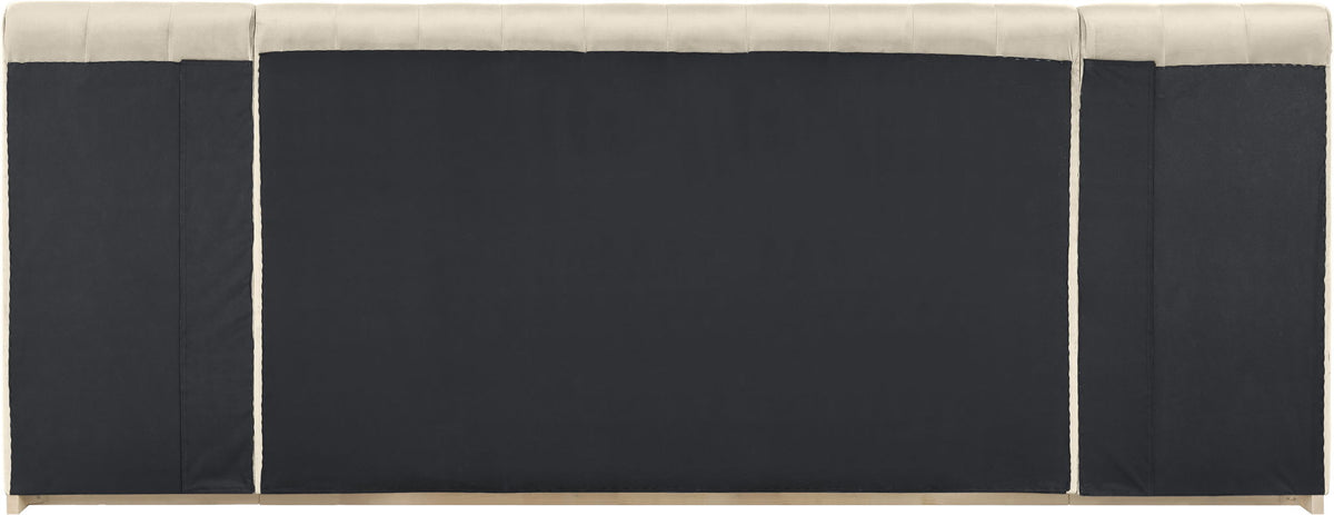 Amara - Velvet Upholstered Bed - Select Living Furniture - Upholstered Beds - Meridian Furniture - AmaraSaddle-Q117 - Light Brown -Queen - Amara - Velvet Upholstered Bed -
