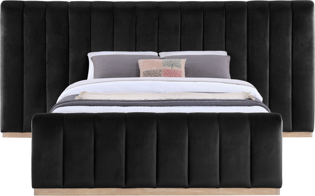 Amara - Velvet Upholstered Bed - Select Living Furniture - Upholstered Beds - Meridian Furniture - AmaraSaddle-Q117 - Light Brown -Queen - Amara - Velvet Upholstered Bed -