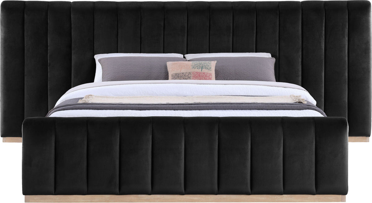 Amara - Velvet Upholstered Bed - Select Living Furniture - Upholstered Beds - Meridian Furniture - AmaraSaddle-Q117 - Light Brown -Queen - Amara - Velvet Upholstered Bed -