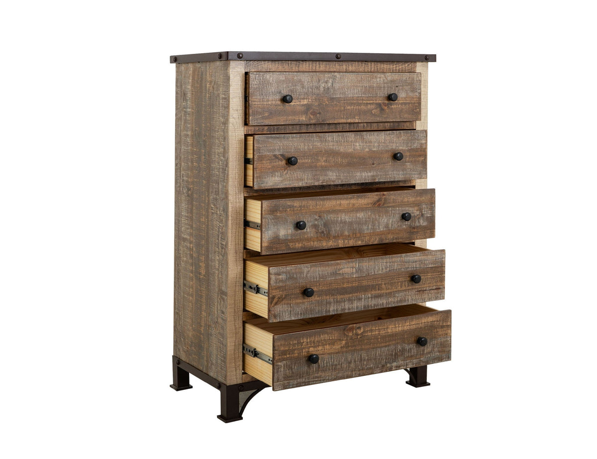 Antique - Drawer Chest - Select Living Furniture - Accent Chests - IFD Group - IFD966CHEST - Light Brown -5 Drawers - Antique - Drawer Chest -