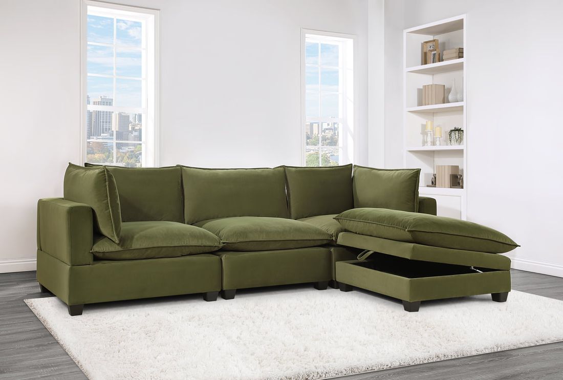 Apollo Modular Cloud Sectional - Select Living Furniture - Sectional - Happy Homes - APOLLO - 1 - 4 Piece - Olive Velvet - Apollo Modular Cloud Sectional -